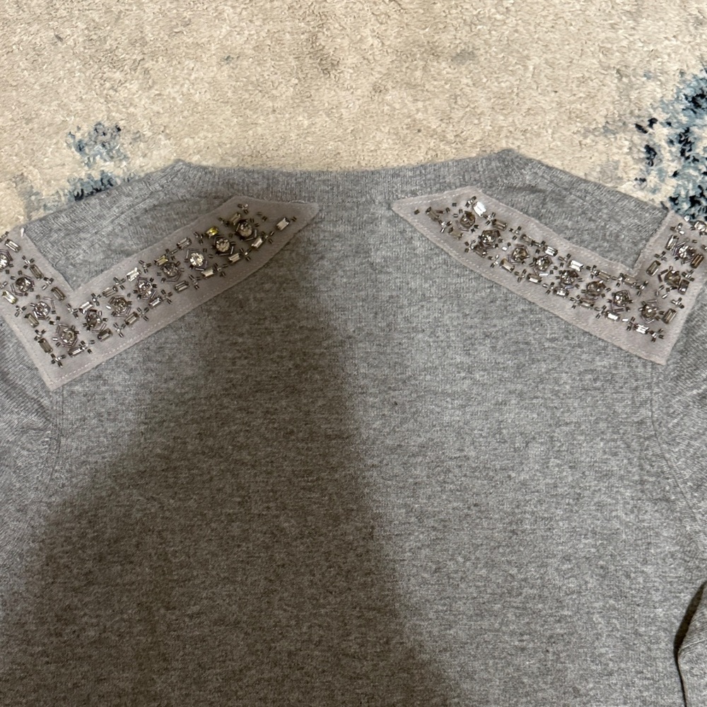 J. Crew Rhinestone Gray Cashmere Blend Sweater - Picture 5 of 5
